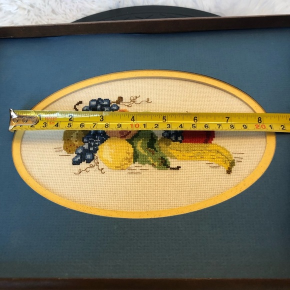 Decorative Wooden Tray with Needlepoint Picture Inset Vintage - Picture 11 of 13